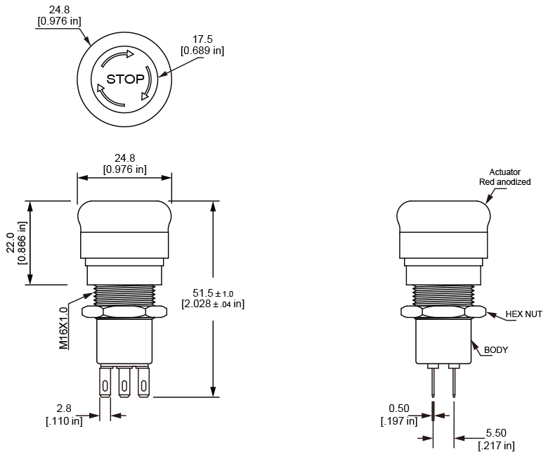 رسومات تصميم مفتاح إيقاف الطوارئ لانجير ES16 ES16