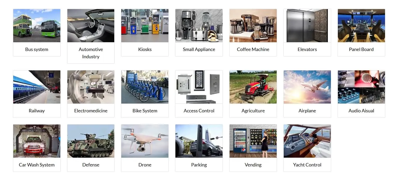 Распространенные области применения электрических кнопок и переключателей